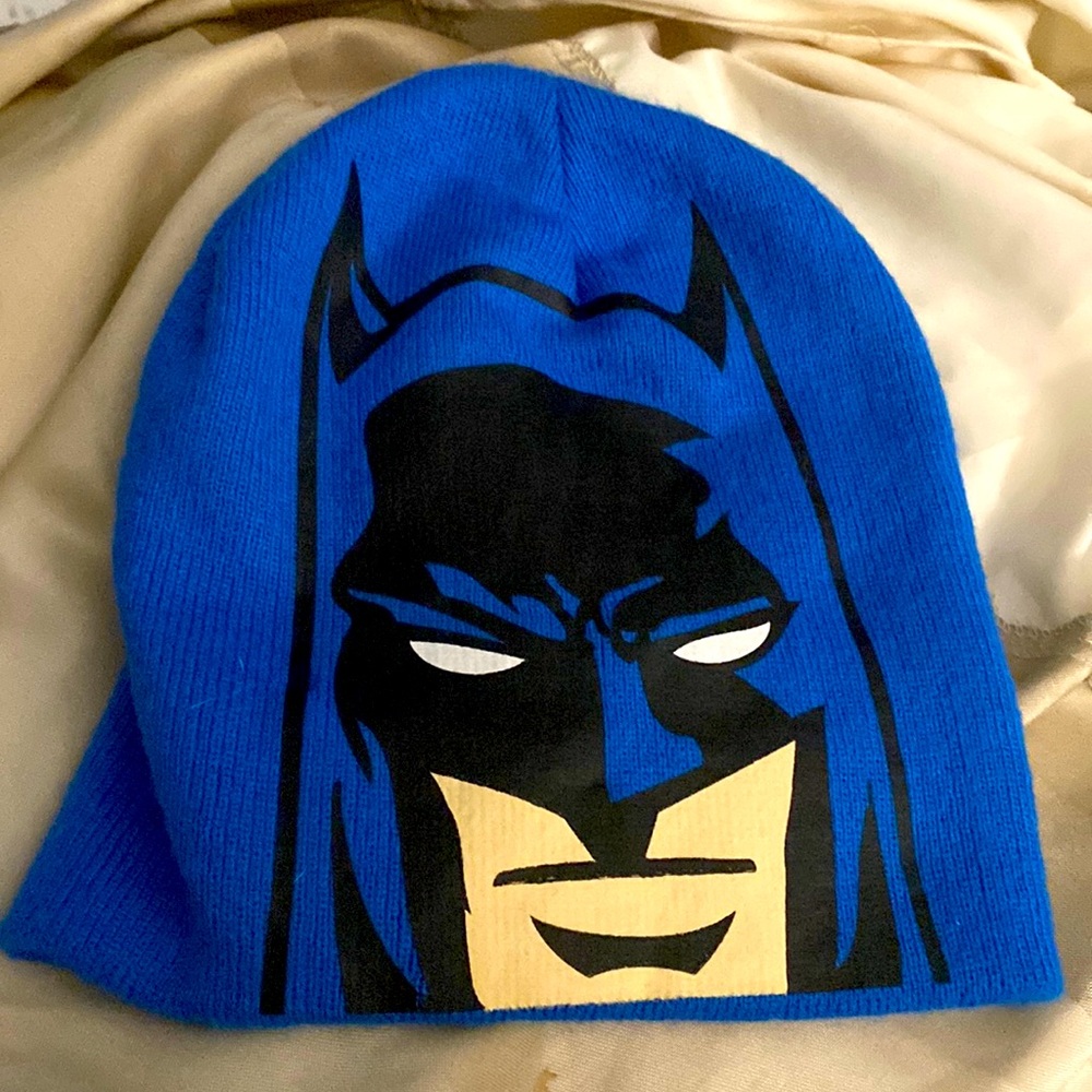 BATMAN Facial Beanie Hat Blue/Black/Wht. Boys M/L NUC